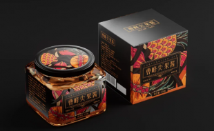 现代风格的黑金矢量插图的果酱产品包装盒设计-樱美包装