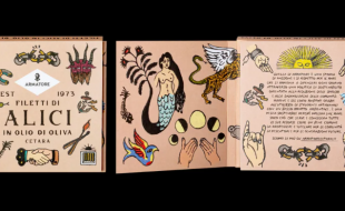 以纹身图形的方式来设计的鱼肉罐头产品包装盒-樱美包装