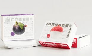 简约大气的纯白葡萄和荔枝的特产水果礼盒-樱美包装